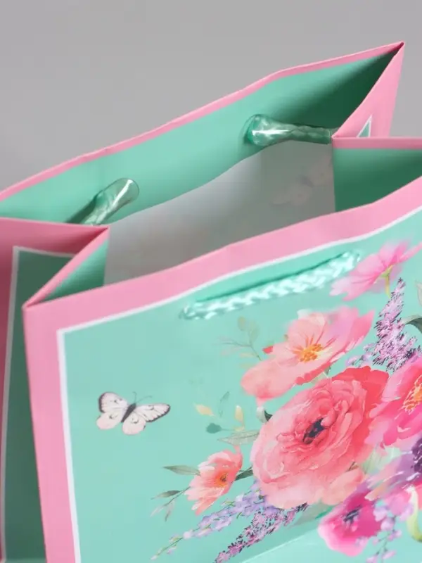Пакет подарочный ламинированый "Цветочный подарок" 11,5 х 14,5 х 6,5 см