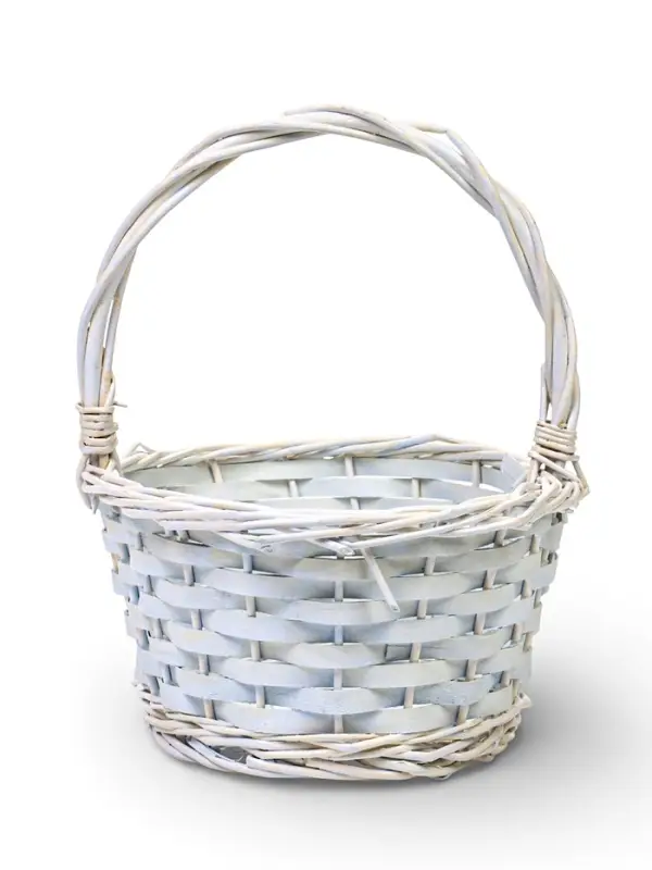 Корзина плетеная ива 28 х 20 х 11 см ручка 14 см, белый