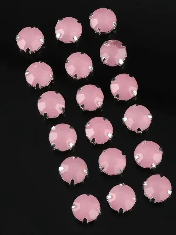 Стразы пришивные «Шатон», круглые, в цапах, d=10 мм, 20 шт., розовые