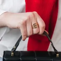 Кольцо &laquo;Звенья&raquo;, широкое, цвет золото, безразмерное