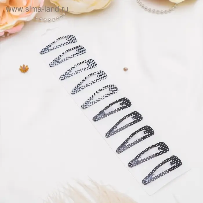 Невидимка для волос  Невидимка для волос "Астория" (набор 10 шт) 5 см, чёрно-белый горох