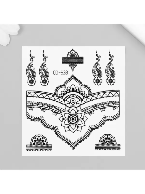 Переводные тату на тело чёрные «Ажурные узоры», 8×7.5 см