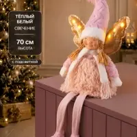 Светодиодная фигура &laquo;Кукла в розовом&raquo; 70 см, текстиль, 6 LED, от батареек AG10&times;3, свечение тёплое белое