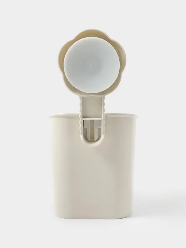 Стакан для зубных щёток на вакуумной присоске, пластик, 9&times;7.7&times;19 см, белый