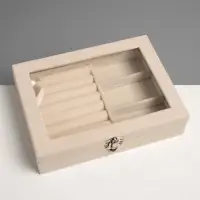 Шкатулка для украшений &laquo;Облако&raquo;, 7 полос, 3 ячейки, 20&times;15&times;4.5, бежевая