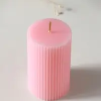 Свеча-цилиндр 6х10 см, 250 гр, с мелкими гранями, розовый Свеча-цилиндр 6х10 см, 250 гр, с мелкими гранями, розовый