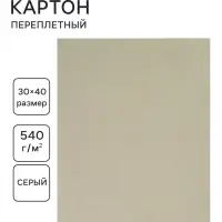 Картон переплётный (обложечный) 0.9 мм, 30&times;40 см, 540 г/м&sup2;, серый