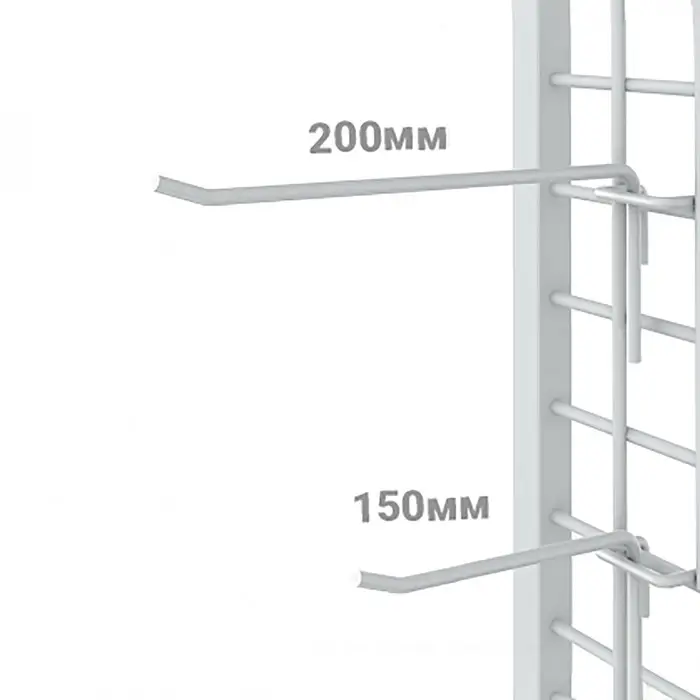Крючок одинарный на сетку, d=4 мм, L=20 см, шаг 25, цвет хром Крючок одинарный на сетку, d=4 мм, L=20 см, шаг 25, цвет хром