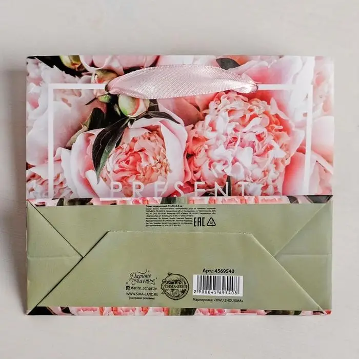 Пакет подарочный ламинированный, упаковка, «Present», S 12 х 15 х 5.5 см