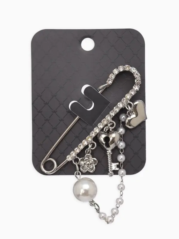 Булавка Булавка "Ключик от сердца", l=6.5, цвет белый в серебре