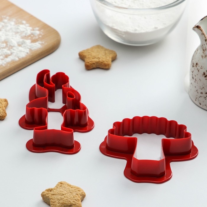 Набор форм для печенья Доляна «Балет», 2 шт, пачка 8×7×2, балерина 8×5,5×2 см, цвет красный