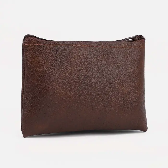 Кошелёк женский на молнии, 14&times;1&times;9 см, тёмно-коричневый