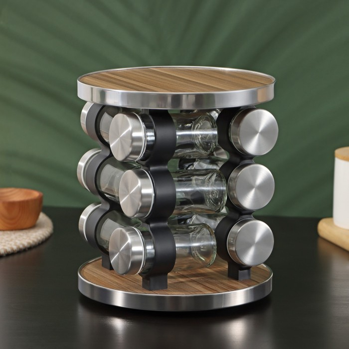 Набор для специй на подставке &laquo;Эко&raquo;, 19&times;21,5 см, 12 шт