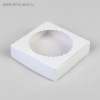 Подарочная коробка сборная с окном, белый, 11.5×11.5×3 см