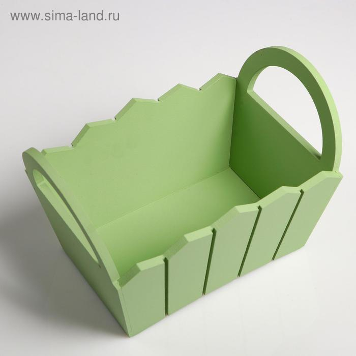 Кашпо деревянное 25,5×16,5×17,5 см  Кашпо деревянное 25,5×16,5×17,5 см "Мария", ручки боковые, МДФ, оливка