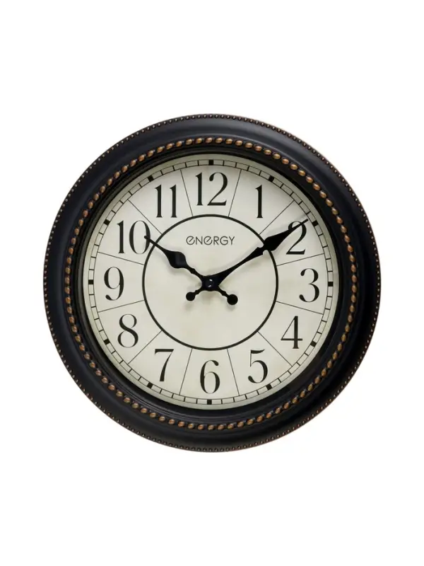 Часы настенные классические ENERGY ЕС-118, бесшумные, плавный ход, d=27.9 см, чёрные