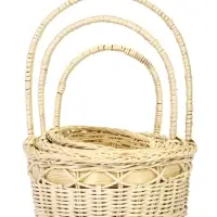 Корзина плетёная для хранения Splet, ротанг, с ручкой, бежевая, набор 3 шт.