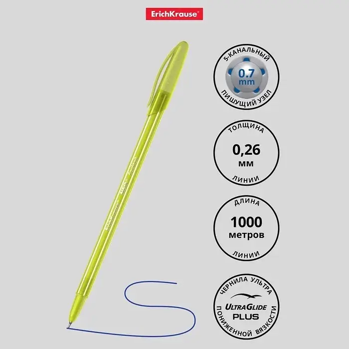 Ручка шариковая ErichKrause Cocktail, игольчатый узел 0.7 мм, чернила синие, одноразовая, МИКС Ручка шариковая ErichKrause Cocktail, игольчатый узел 0.7 мм, чернила синие, одноразовая, МИКС