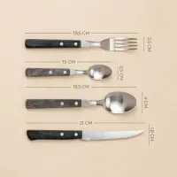 Набор столовых приборов SL Home, 24 предмета, нержавеющая сталь, серебристый, ручки коричневый