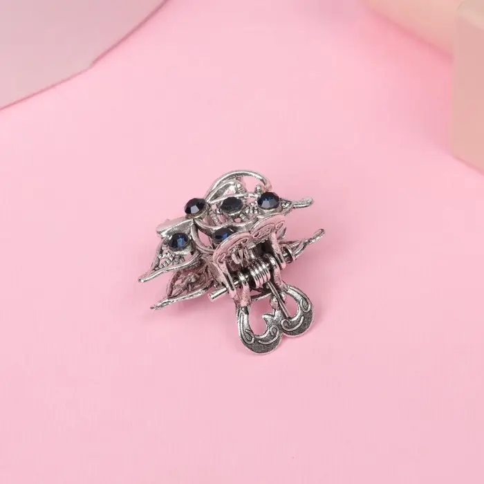 Краб для волос "Синий туман" крыло бабочки, 2,5 см, серебро