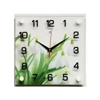 Часы настенные: Цветы, &laquo;Подснежники&raquo;, бесшумные, 25&times;25 см