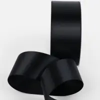 Лента атласная TEIRA, двухсторонняя, 38 мм, 25&plusmn;1 м, чёрная №0030