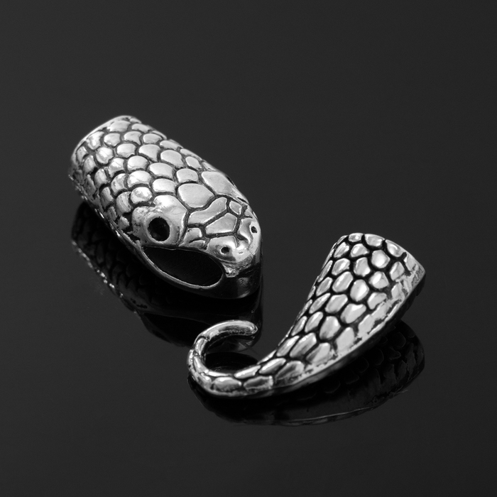 Замок-концевик «Змея», 4,3×1,6 мм (внутренний 0,7 мм),(набор 2 шт.) цвет чернёного серебра Замок-концевик «Змея», 4,3×1,6 мм (внутренний 0,7 мм),(набор 2 шт.) цвет чернёного серебра