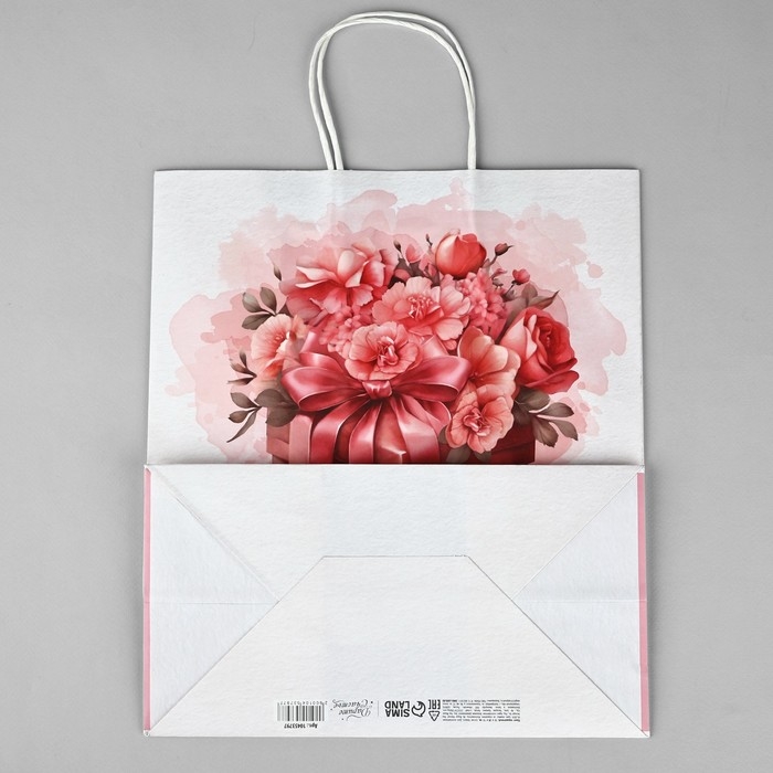 Пакет подарочный крафт «С 8 марта», цветы, 32 х 28 х 15 см Пакет подарочный крафт «С 8 марта», цветы, 32 х 28 х 15 см
