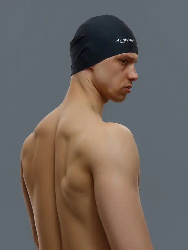 Шапочка для плавания взрослая ONLYTOP Swim, непромокаемая, тканевая, обхват 54-60 см, чёрная