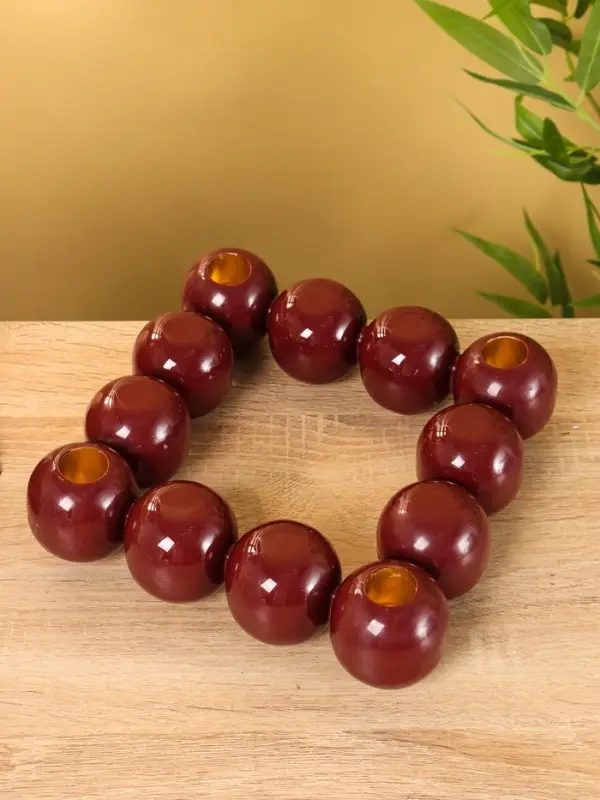 Подсвечник на 4 свечи «Бусы», с 12 сферами, 20.5×20.5×5.5 см, сливовый