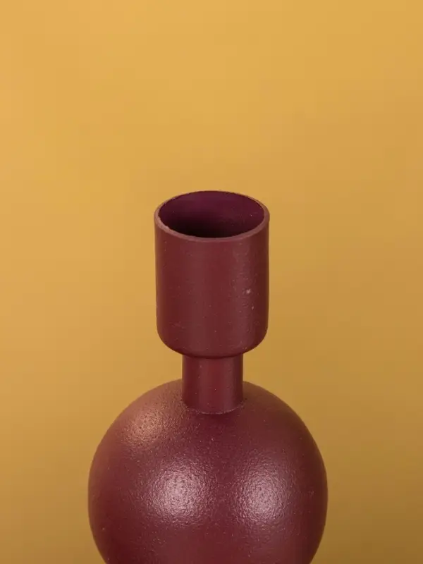 Подсвечник на 1 свечу текстурный  Подсвечник на 1 свечу текстурный "Баклажановый" с 2 сферами 8,5х8,5х18 см