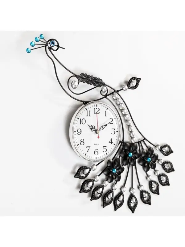 Часы настенные интерьерные &laquo;Павлин со стразами&raquo;, серия: Ажур, бесшумные, плавный ход, 46&times;47.5 см, d=15 см, от батарейки 1&times;АА