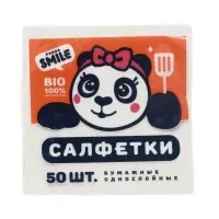 Салфетки белые Panda Smile 100% целлюлоза, 50 шт.