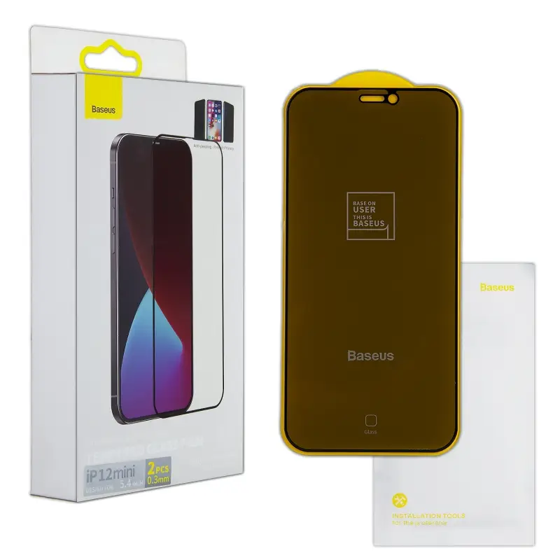 Защитное стекло IPH 12 Mini (5.4) 0.3mm 2 шт Full-screen and Full-glass Anti-peeping Protect privancy SGAPIPH54N-KR01 Baseus Защитное стекло IPH 12 Mini (5.4) 0.3mm 2 шт Full-screen and Full-glass Anti-peeping Protect privancy SGAPIPH54N-KR01 Baseus