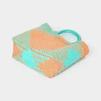 Сумка плетёная, 30&times;15&times;35 см, пластик, бирюзово-жёлтая