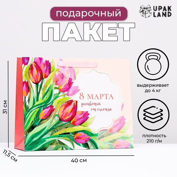 Пакет ламинированный Пакет ламинированный "Расцветай от счастья", 31 х 40 х 11,5 см