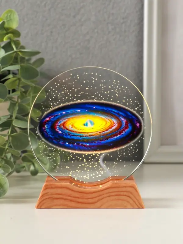 Сувенир стекло свет Сувенир стекло свет "Диск. Млечный путь" 5хLED d=10 см, USB, цветной 10х4х11,4 см