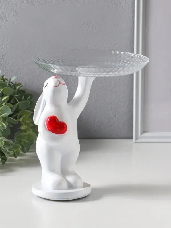 Копилка для денег с прозрачной подставкой для мелочей &laquo;Кролик&raquo;, полистоун, 22&times;21 см