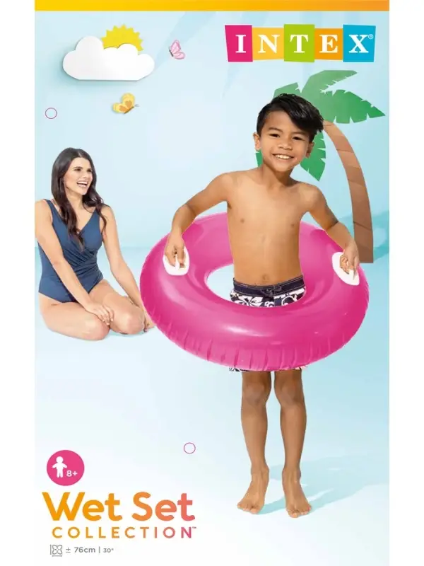 Круг для плавания &laquo;Яркое настроение&raquo;, с ручками, d=76 см, от 8 лет, цвет МИКС, 59258NP INTEX