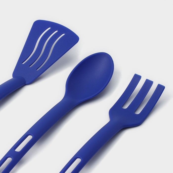 Набор кухонных принадлежностей Доляна «Глори», 3 шт, цвет синий Набор кухонных принадлежностей Доляна «Глори», 3 шт, цвет синий