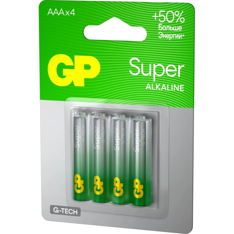 Батарейка GP Super AAA/LR03/24A 24A-2CR4/24AA21-2CRSBC4 алкалин., бл/4