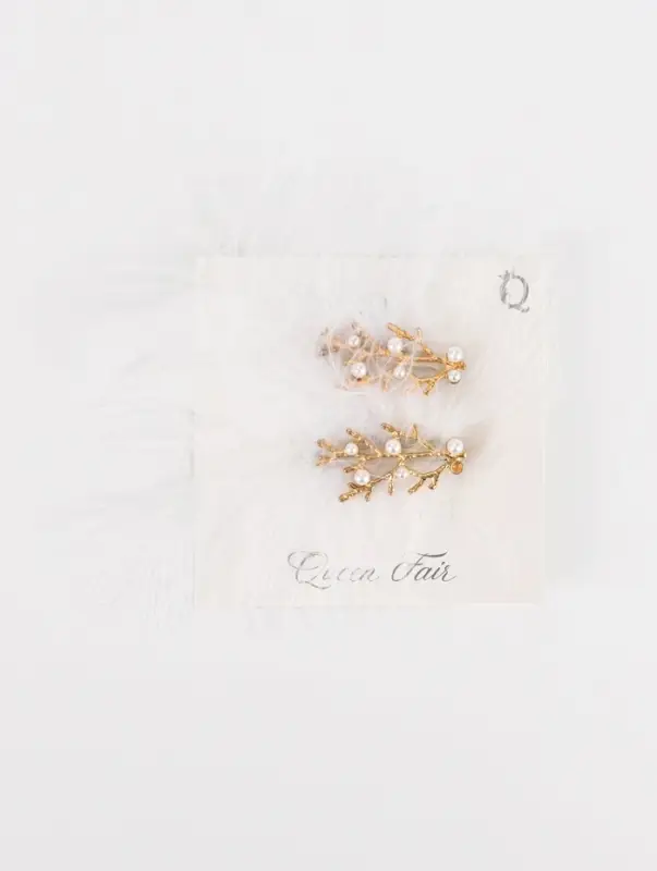 Зажим для волос QF &laquo;Милица&raquo;, набор 2 шт., 11&times;7 см, белый