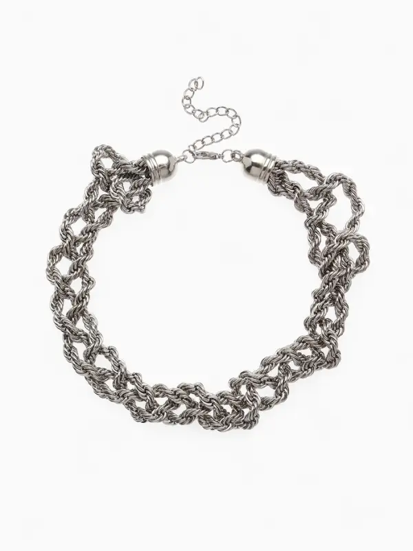 Колье &laquo;Цепь&raquo;, косичка, цвет глянцевое серебро, 40 см