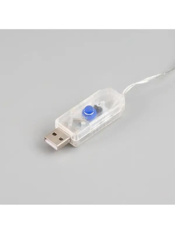 Гирлянда &laquo;Занавес&raquo; 2.8&times;3 м, роса на крючках, с пультом, IP20, серебристая нить, 300 LED, свечение синее, 8 режимов, USB