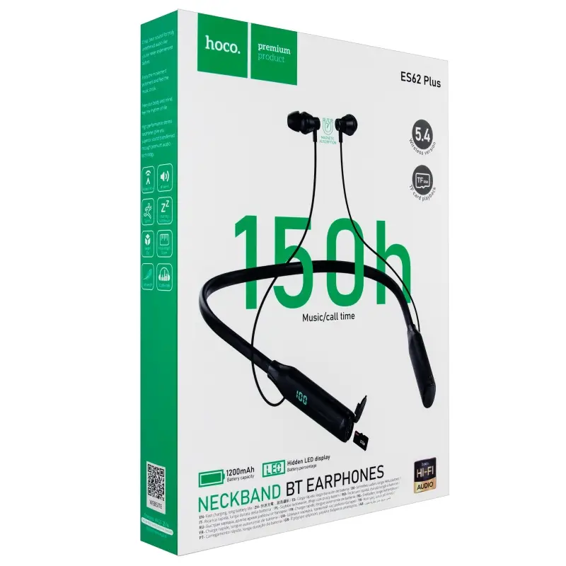 Гарнитура Bluetooth Sport Earphone Long Battery Life ES62 Plus HOCO Black