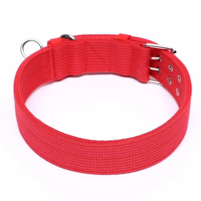 Ошейник, 80&times;4.9 см, ОШ 64-74 см, четырёхслойный, с вертлюгом, полиэстер, красный