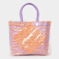 Сумка плетёная, 30&times;10&times;30 см, пластик, сиренево-жёлтая