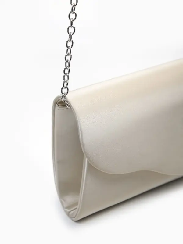 Сумка-клатч женская вечерняя на магните, на цепочке, однотонная, золотистая