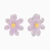 Серьги пластик "Цветочек летний" с блёсткой, цвет фиолетовый