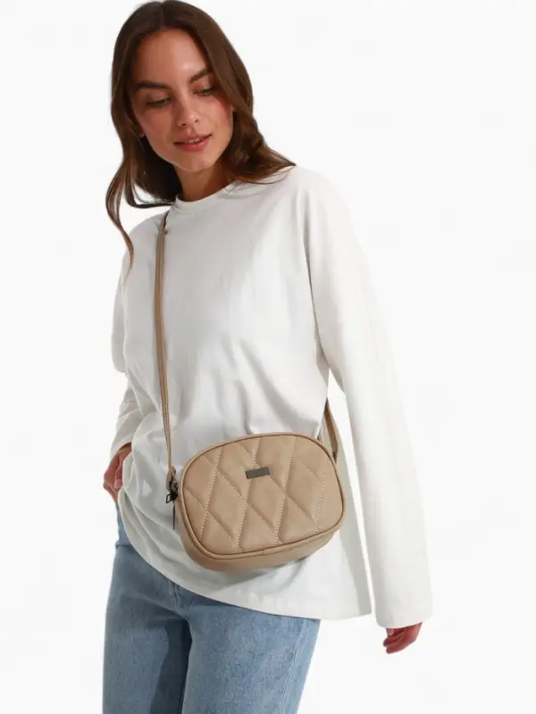 Сумка женская кросс-боди на молнии, 19&times;7&times;15 см, со стёжкой, бежевая